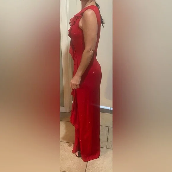 St. John Evening By Marie Gray Santana Long Dress with Paillettes and Scarf - Picture 8 of 15